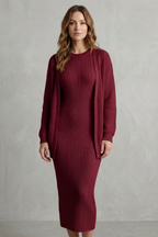 Knit Midi 2-Piece Slim-Fit Cardigan Ensemble
