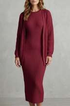 Knit Midi 2-Piece Slim-Fit Cardigan Ensemble