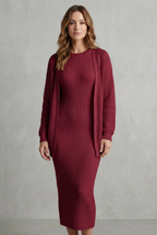 Knit Midi 2-Piece Slim-Fit Cardigan Ensemble