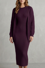 Knit Midi 2-Piece Slim-Fit Cardigan Ensemble
