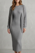 Knit Midi 2-Piece Slim-Fit Cardigan Ensemble