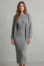 Knit Midi 2-Piece Slim-Fit Cardigan Ensemble