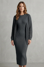 Knit Midi 2-Piece Slim-Fit Cardigan Ensemble