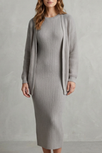 Knit Midi 2-Piece Slim-Fit Cardigan Ensemble