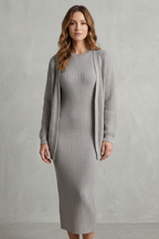 Knit Midi 2-Piece Slim-Fit Cardigan Ensemble
