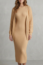 Knit Midi 2-Piece Slim-Fit Cardigan Ensemble