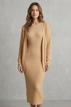 Knit Midi 2-Piece Slim-Fit Cardigan Ensemble