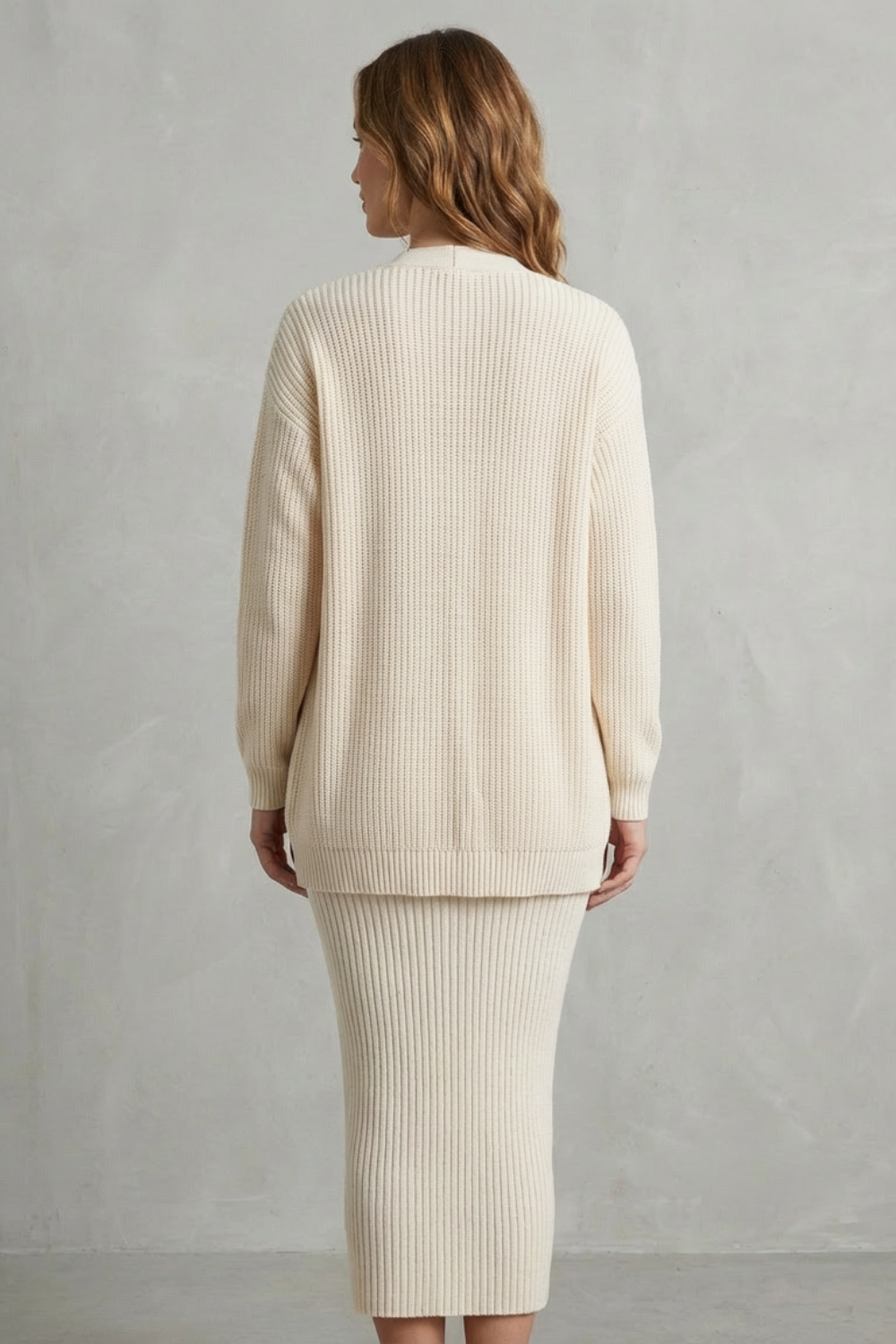 Knit Midi 2-Piece Slim-Fit Cardigan Ensemble