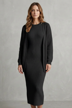 Knit Midi 2-Piece Slim-Fit Cardigan Ensemble