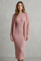 Knit Midi 2-Piece Slim-Fit Cardigan Ensemble