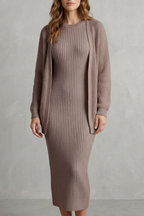 Knit Midi 2-Piece Slim-Fit Cardigan Ensemble