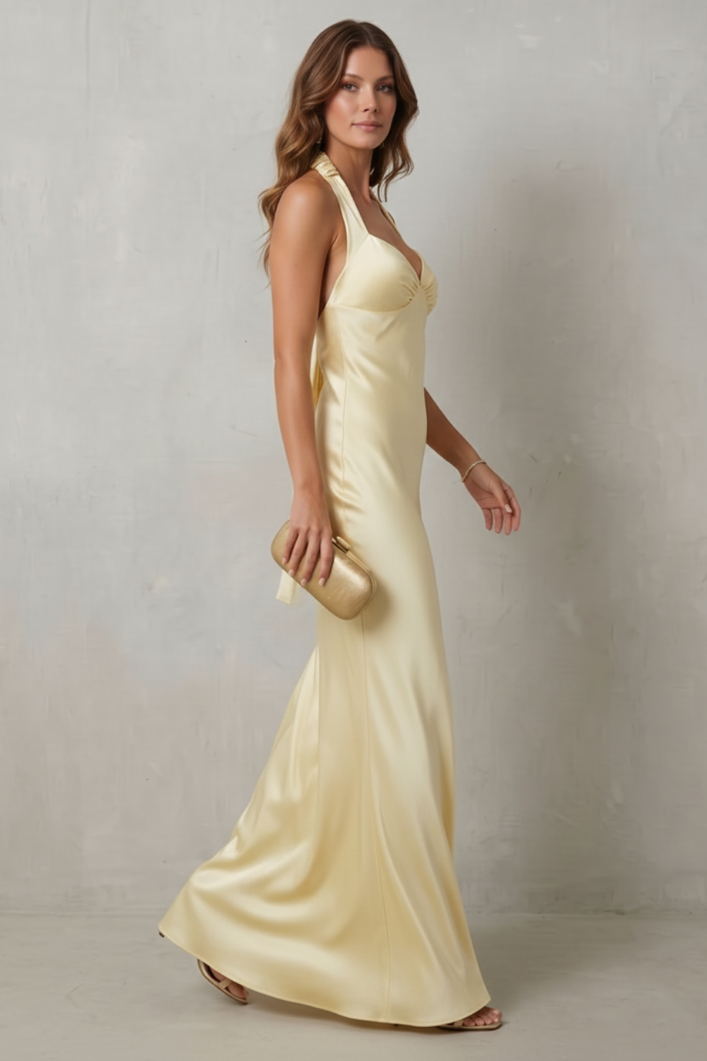 Off Shoulder Maxi Off-Shoulder Satin Evening Gown