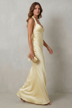 Off Shoulder Maxi Off-Shoulder Satin Evening Gown