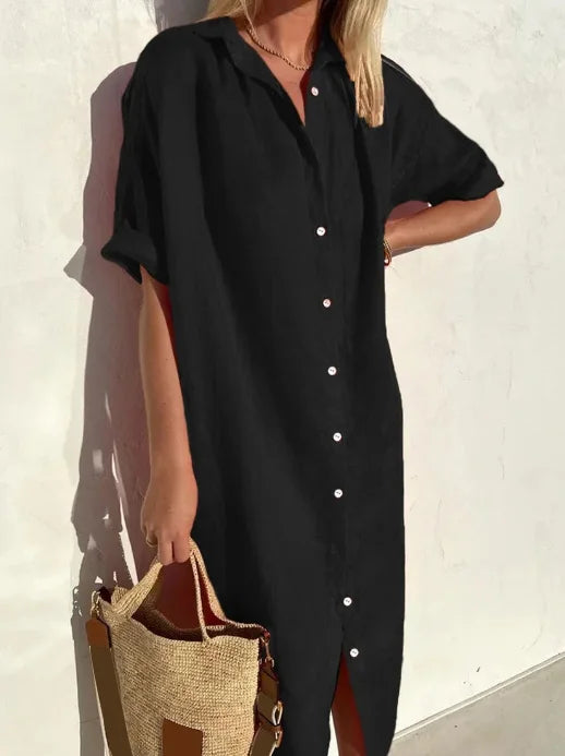 Linen Shirt Dress Casual Lightweight Summer