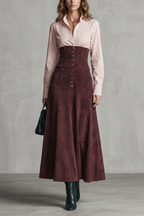 A-Line Button Front Maxi Dress