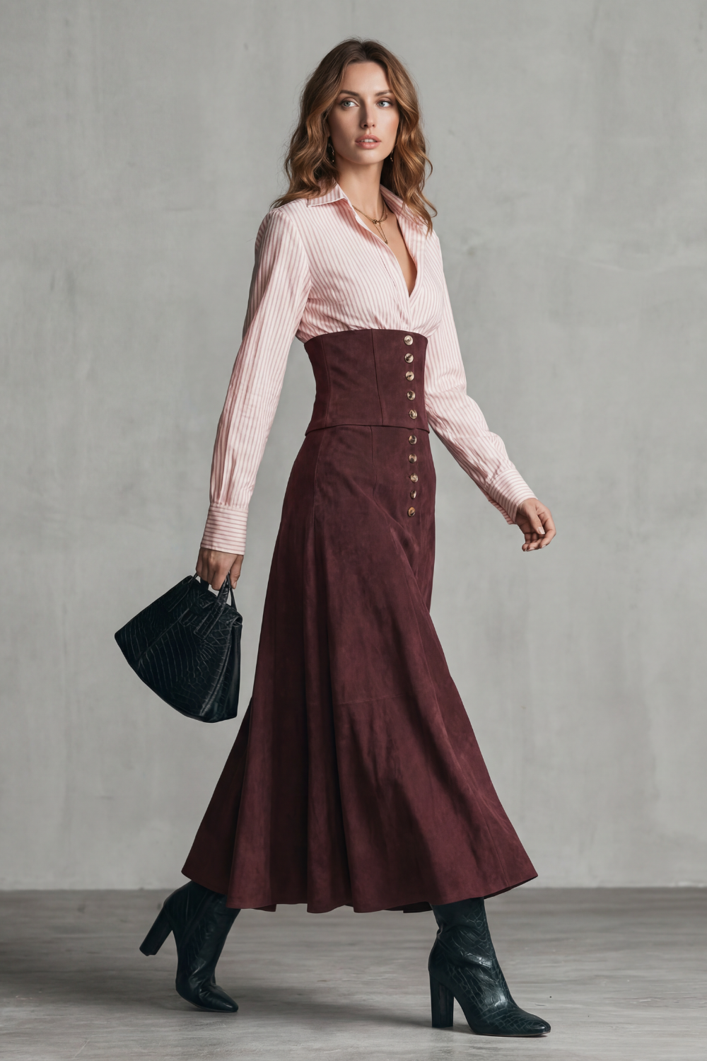 A-Line Button Front Maxi Dress