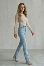 High Waist Straight Leg Jeans