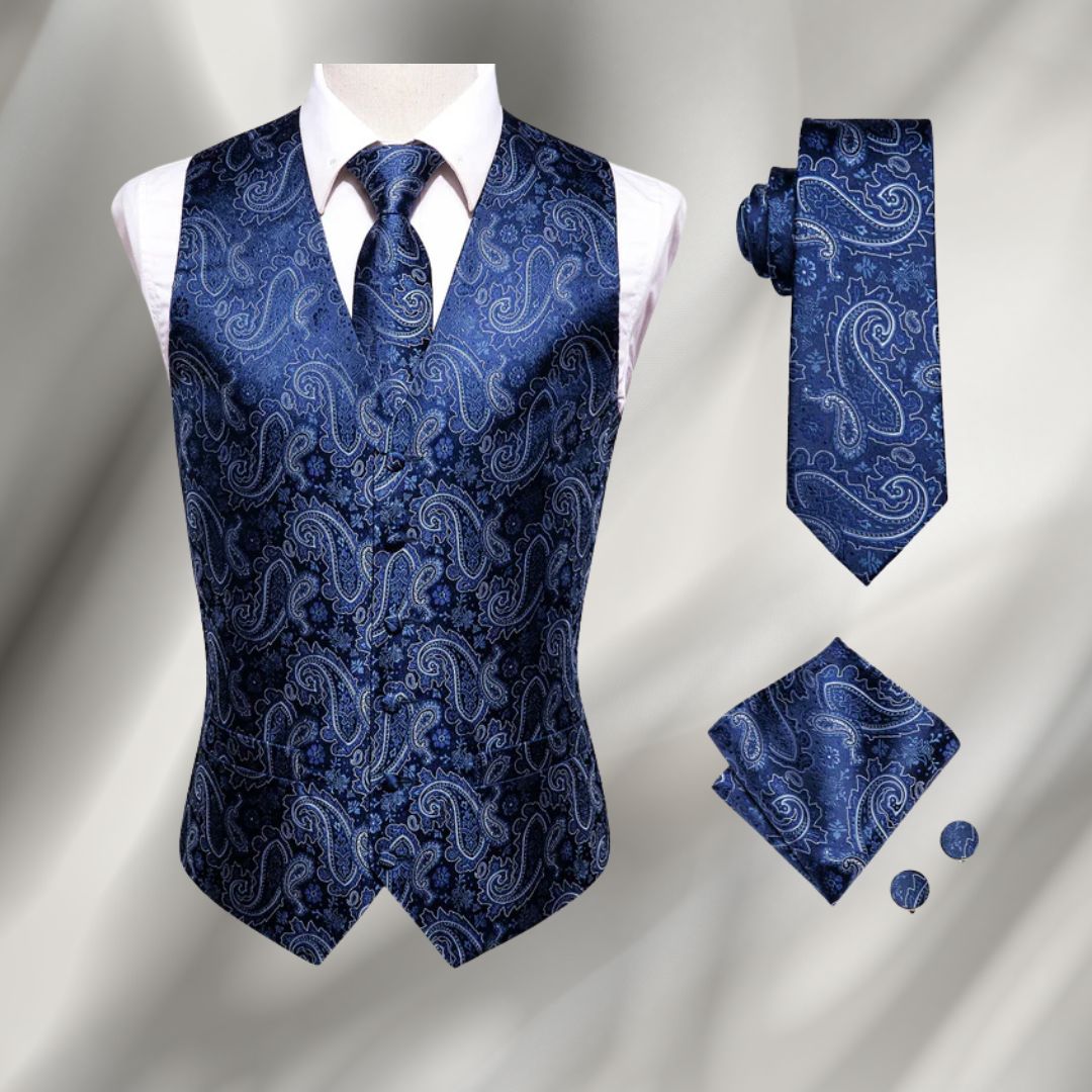 Men's Vintage Waistcoat Textured Knit Festive Smart Casual