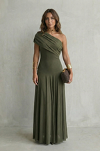 Elegant Mesh One Shoulder Maxi Dress