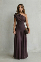 Elegant Mesh One Shoulder Maxi Dress