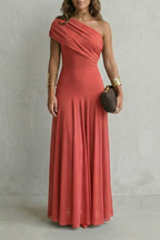 Elegant Mesh One Shoulder Maxi Dress