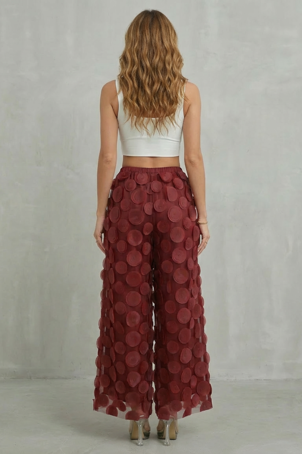 Elasticated Waist Wide-Leg Trousers