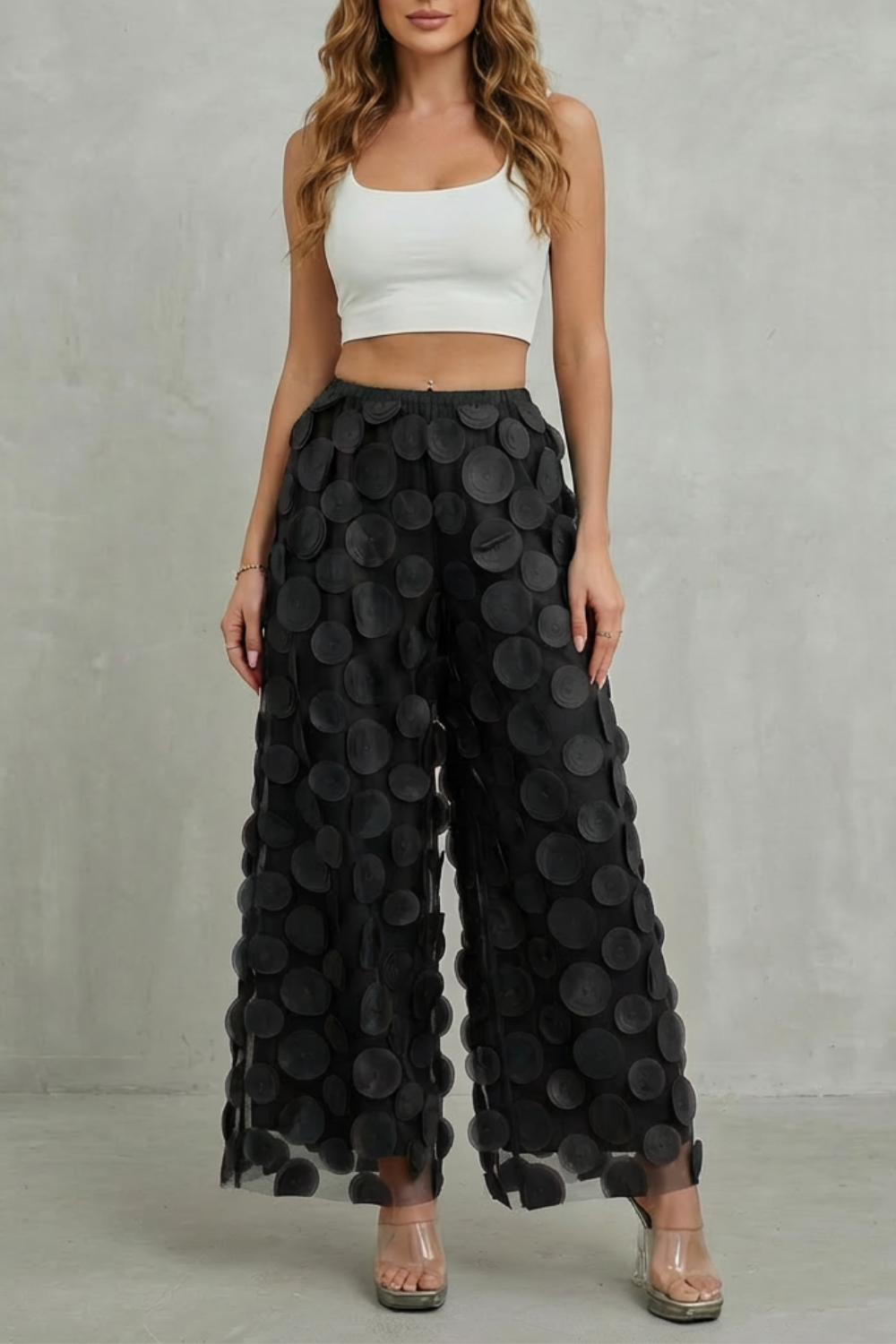 Elasticated Waist Wide-Leg Trousers