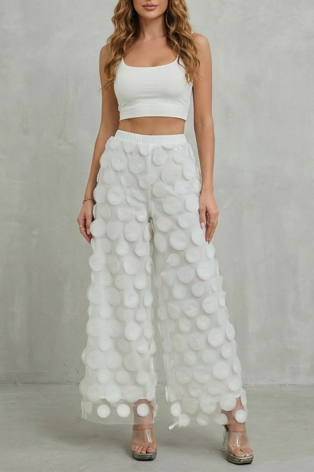 Elasticated Waist Wide-Leg Trousers