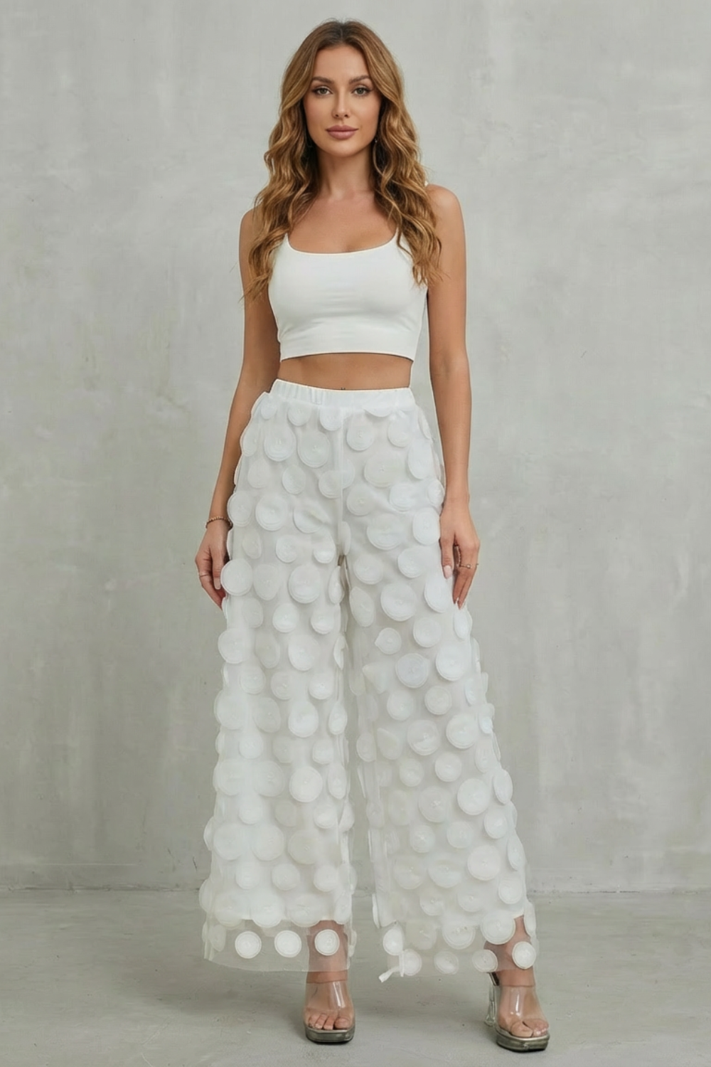 Elasticated Waist Wide-Leg Trousers