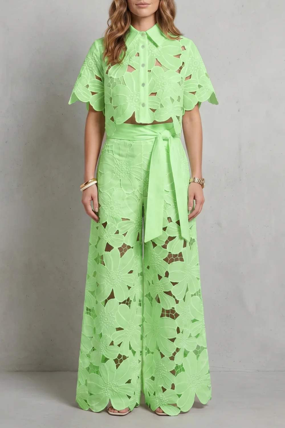 Floral Lace Top And Skirt Set