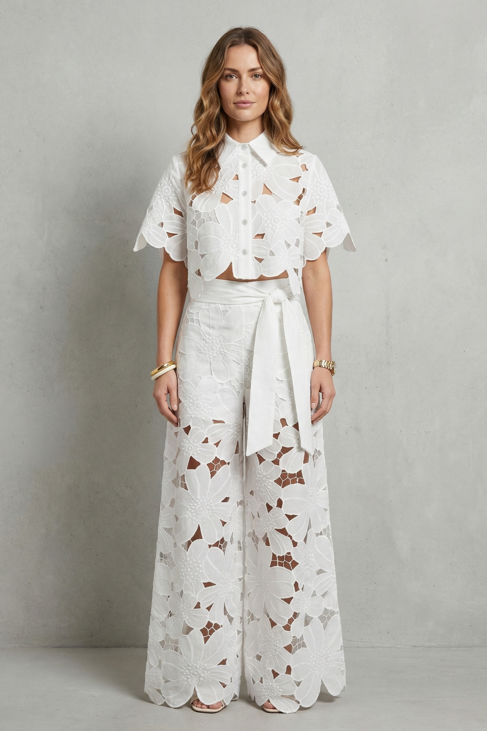 Floral Lace Top And Skirt Set