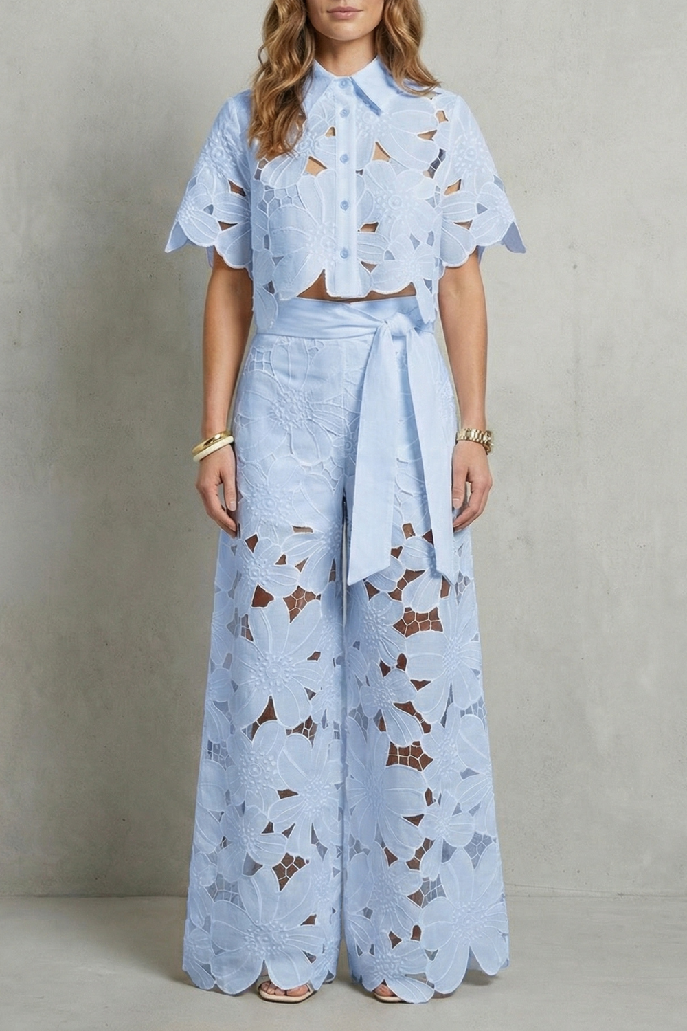 Floral Lace Top And Skirt Set