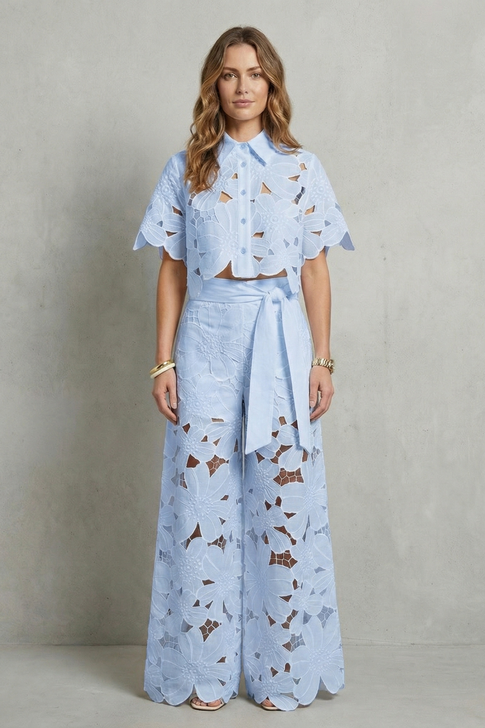 Floral Lace Top And Skirt Set