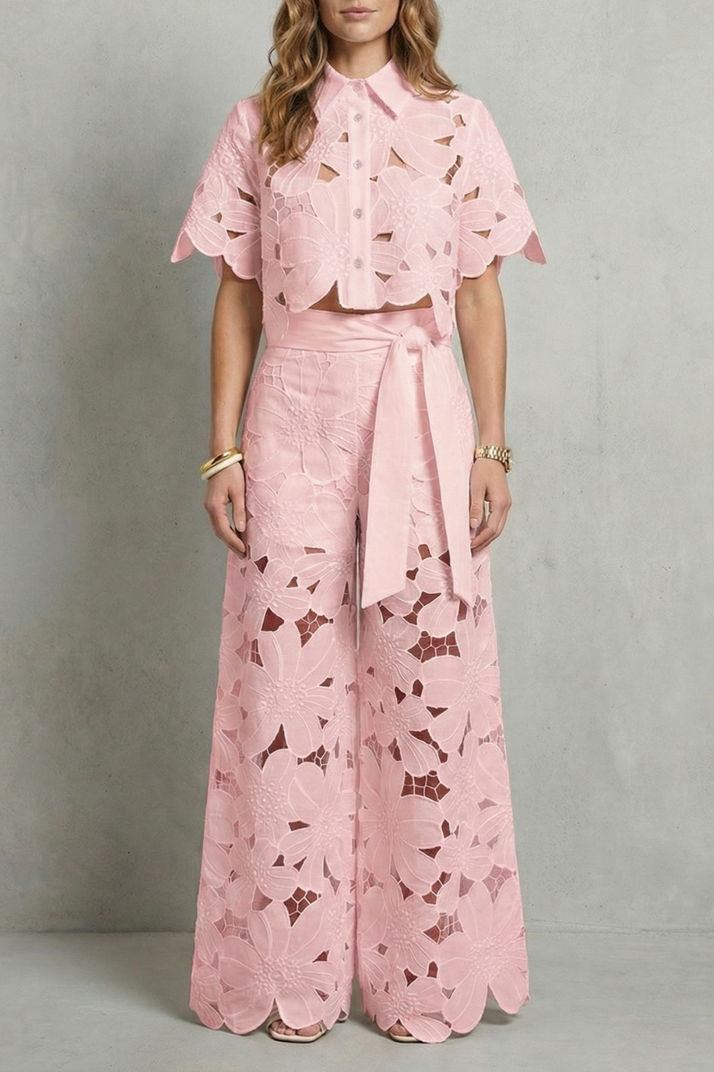 Floral Lace Top And Skirt Set