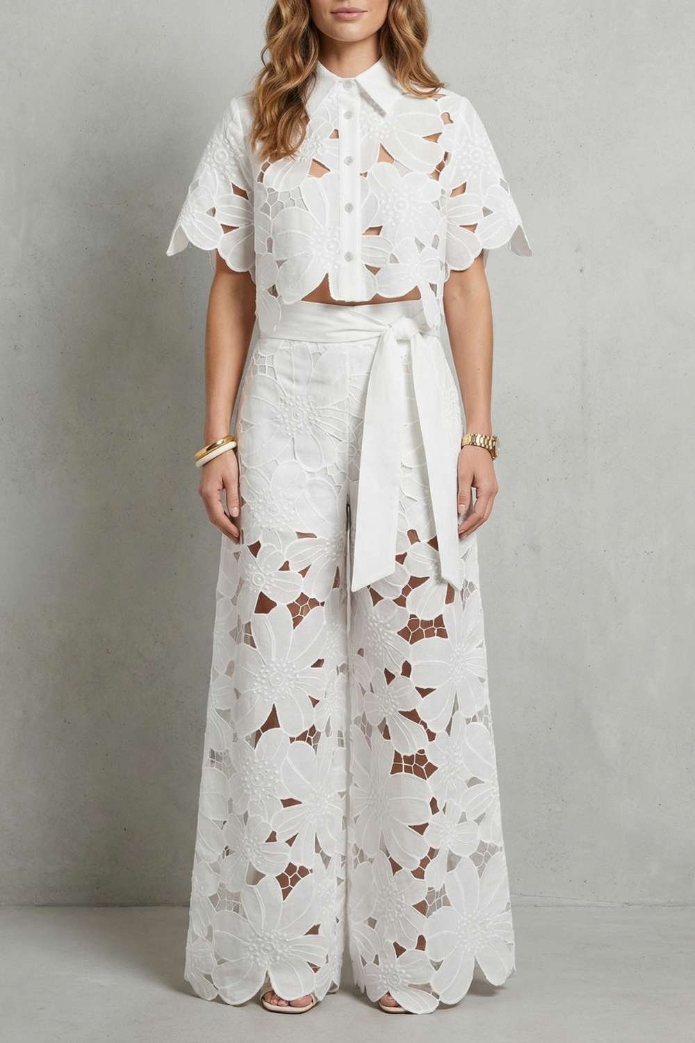 Floral Lace Top And Skirt Set