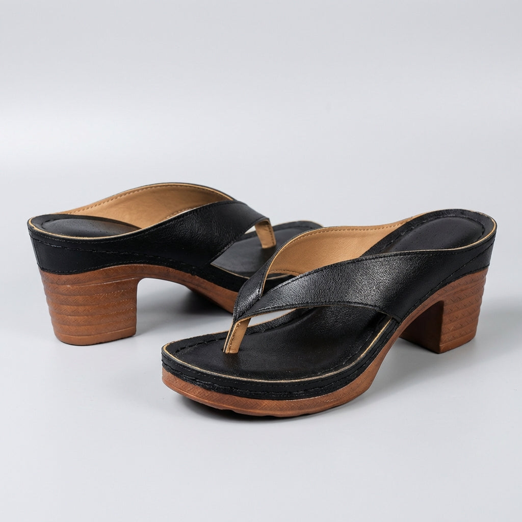 Block Heel Thong Sandals Platform Sole Summer