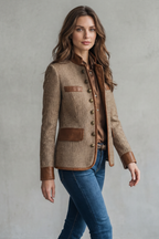 Faux Leather Tweed Jacket