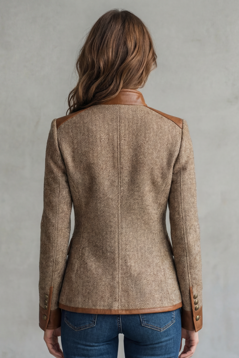 Faux Leather Tweed Jacket