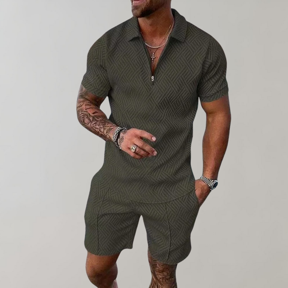 Mens Polo Shorts Set Casual Comfortable Co-Ord