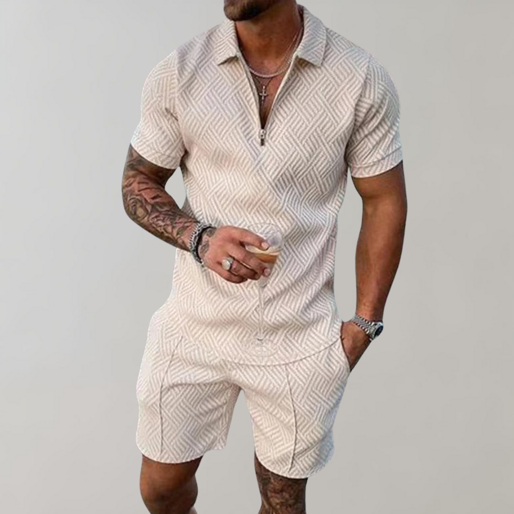 Mens Polo Shorts Set Casual Comfortable Co-Ord