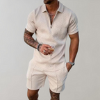 Mens Polo Shorts Set Casual Comfortable Co-Ord