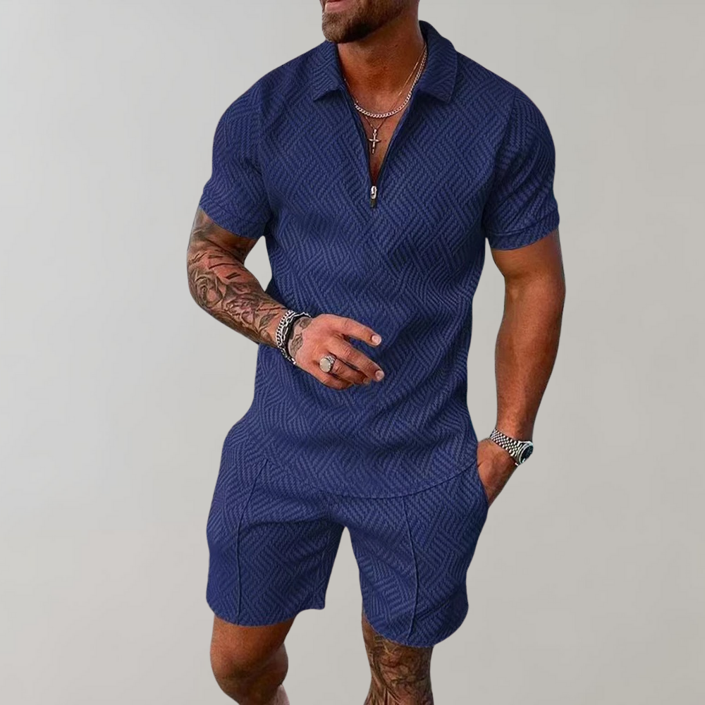 Mens Polo Shorts Set Casual Comfortable Co-Ord