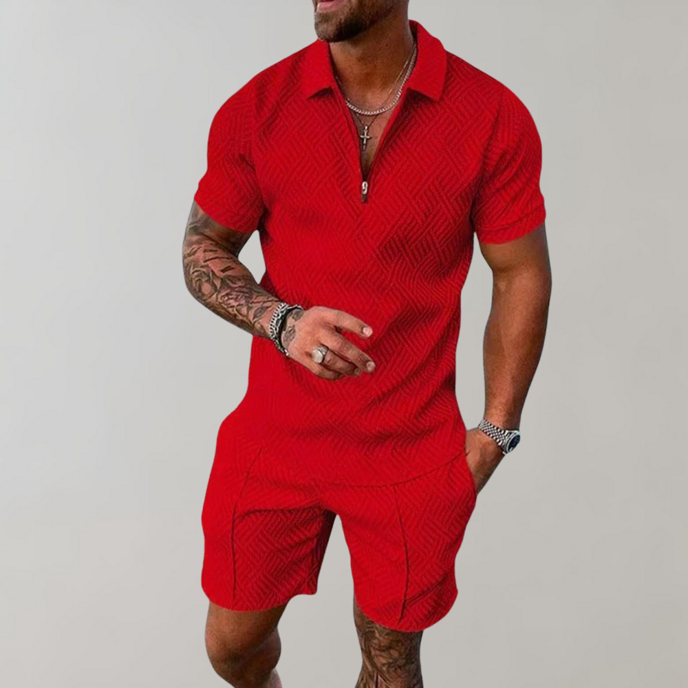 Mens Polo Shorts Set Casual Comfortable Co-Ord