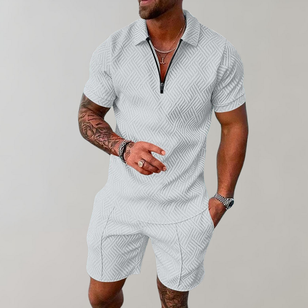 Mens Polo Shorts Set Casual Comfortable Co-Ord