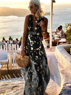 Sequin Maxi Dress V-Neck Sleeveless Evening Beach