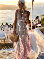 Sequin Maxi Dress V-Neck Sleeveless Evening Beach