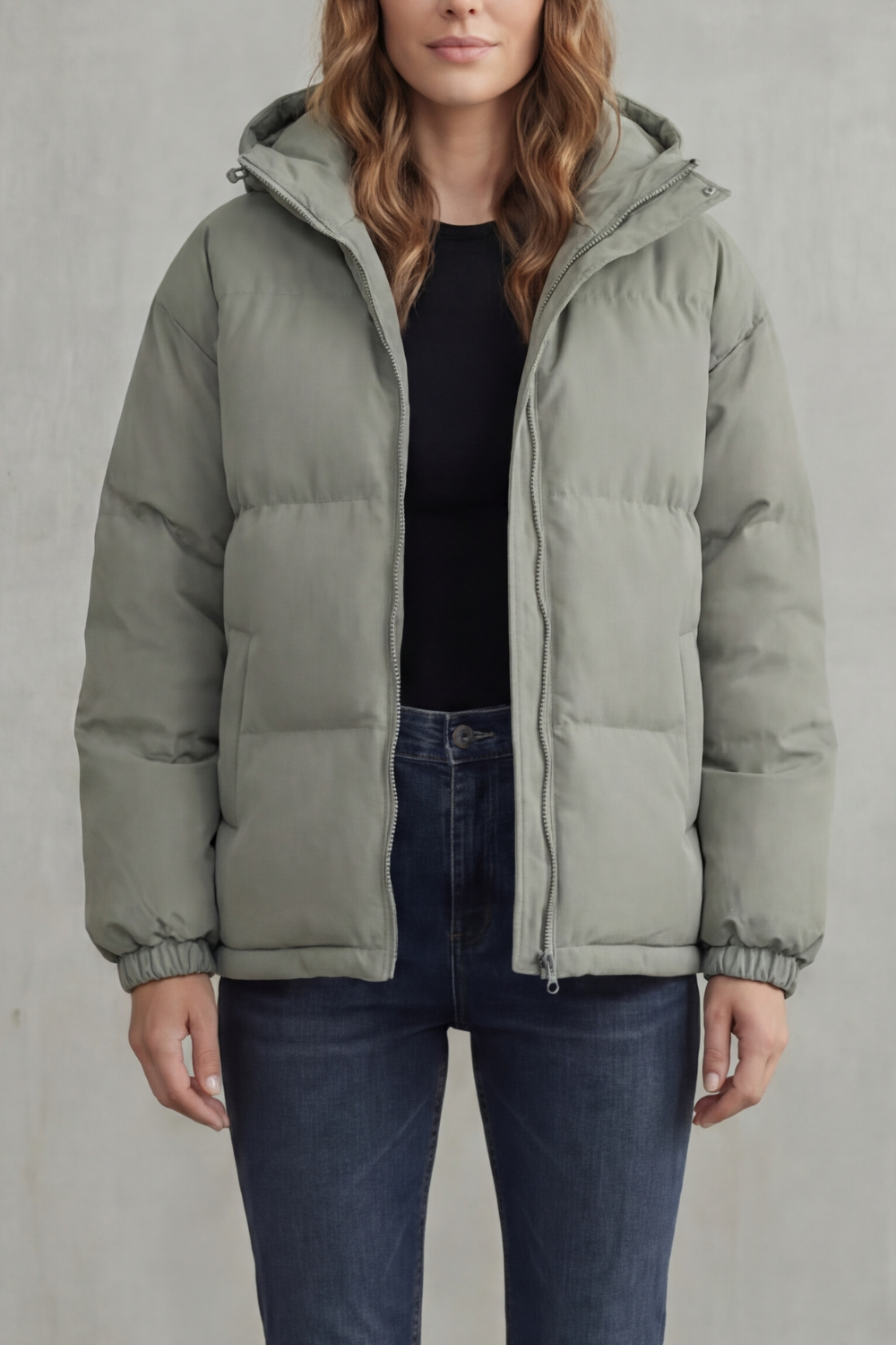 Pockets Hooded Puffer Jacket