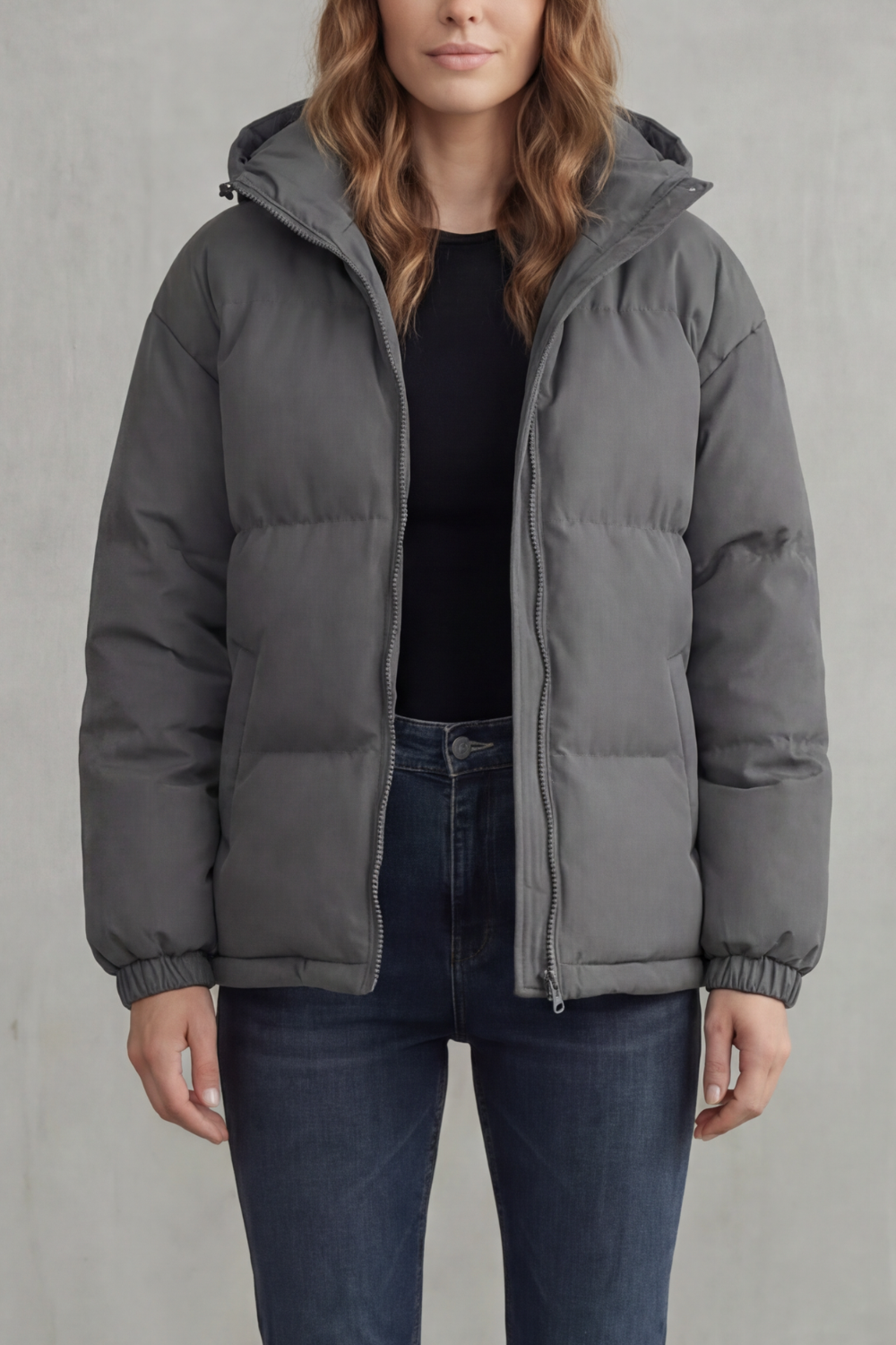 Pockets Hooded Puffer Jacket