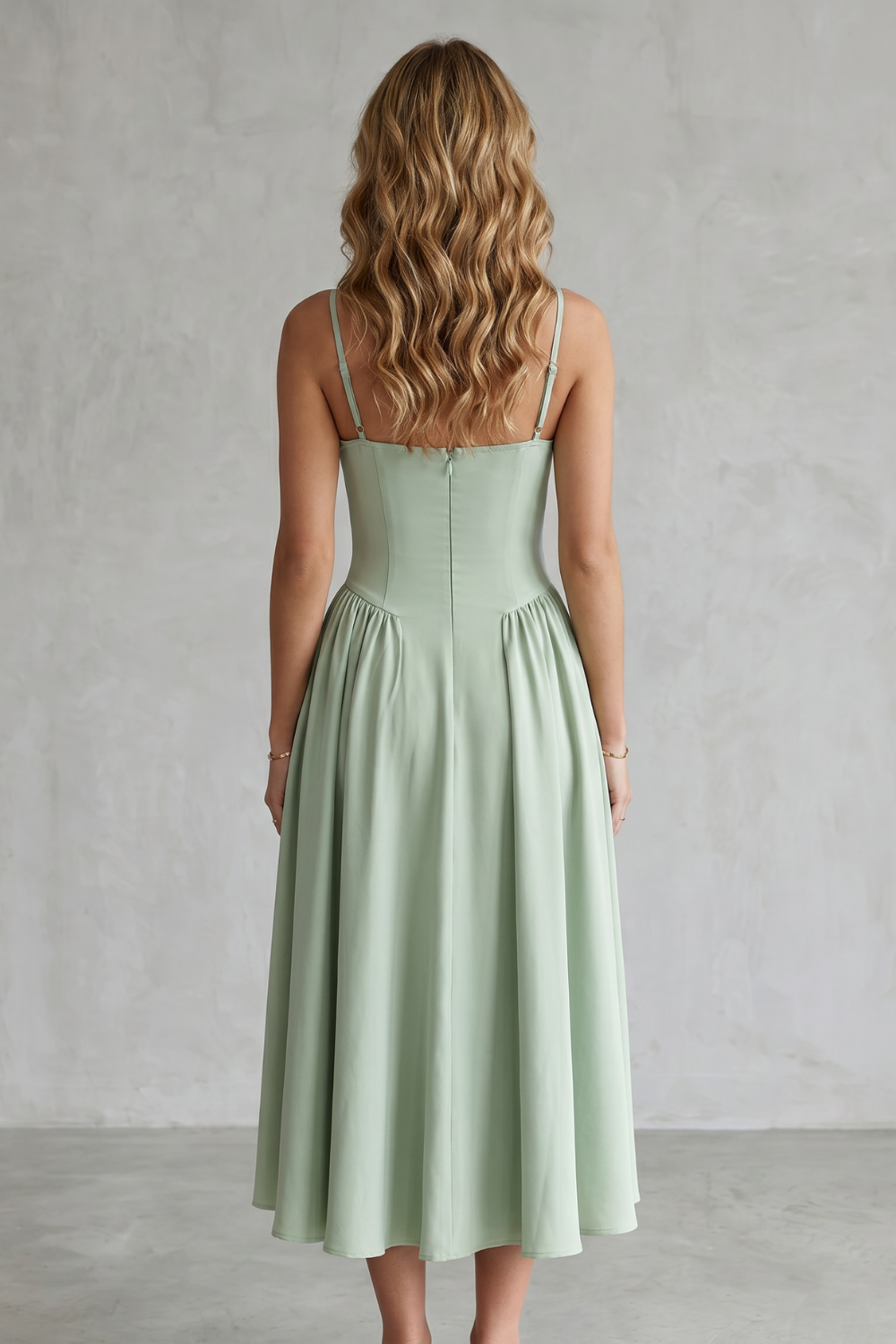 Pleated Midi Women’s Sleeveless Structured Dress