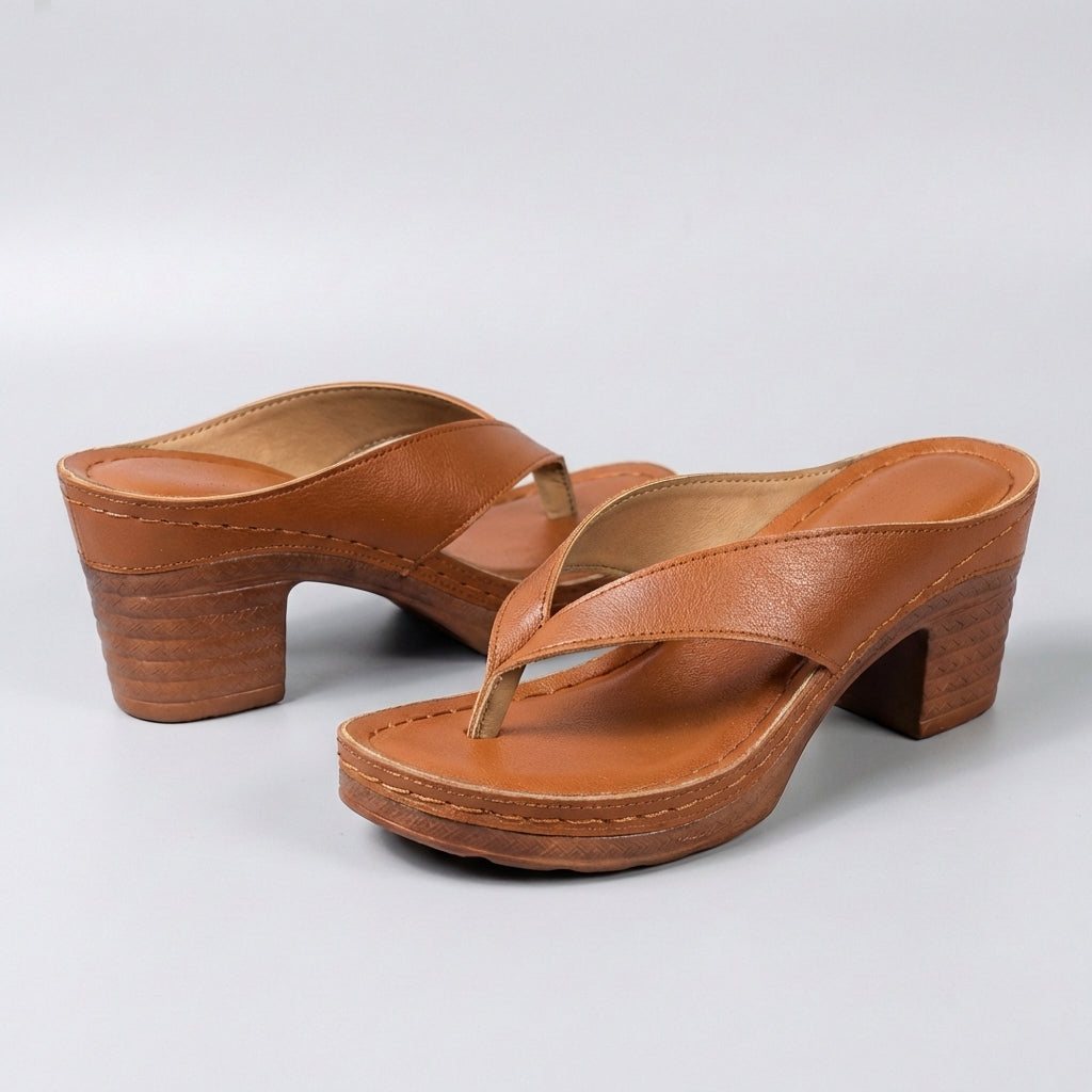 Block Heel Thong Sandals Platform Sole Summer